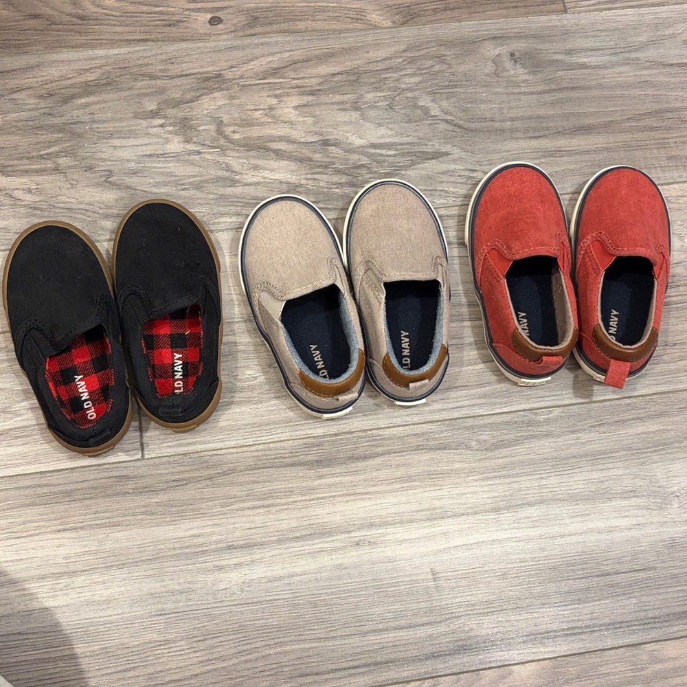 Old Navy Casual Slip-On Shoe Trio - Black, Beige, Red